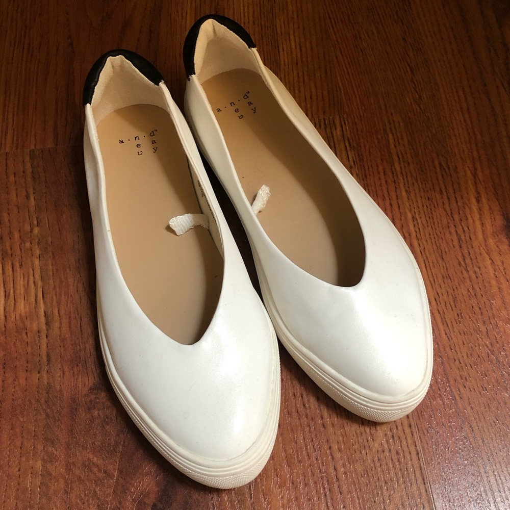 White Pointed Toe Ballet Sneakers